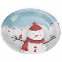 Vánoční papírové talíře Sněhulák